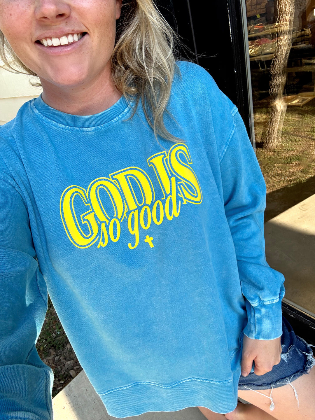 God Is So Good (Cobalt) - Mineral Wash Pullover