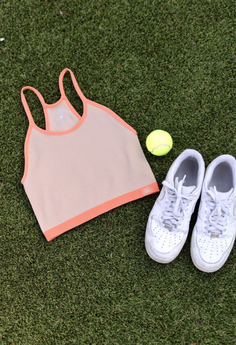 Heat Wave (Latte/Coral) Ribbed Bralette
