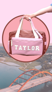 Custom Duffle Bag - AUSTIN Color Block (Rust/Pink/Cream)