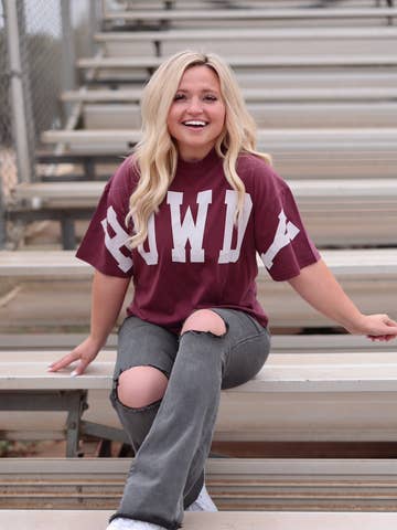 HOWDY - Home Team Mineral Wash Tee - (Maroon) S/S