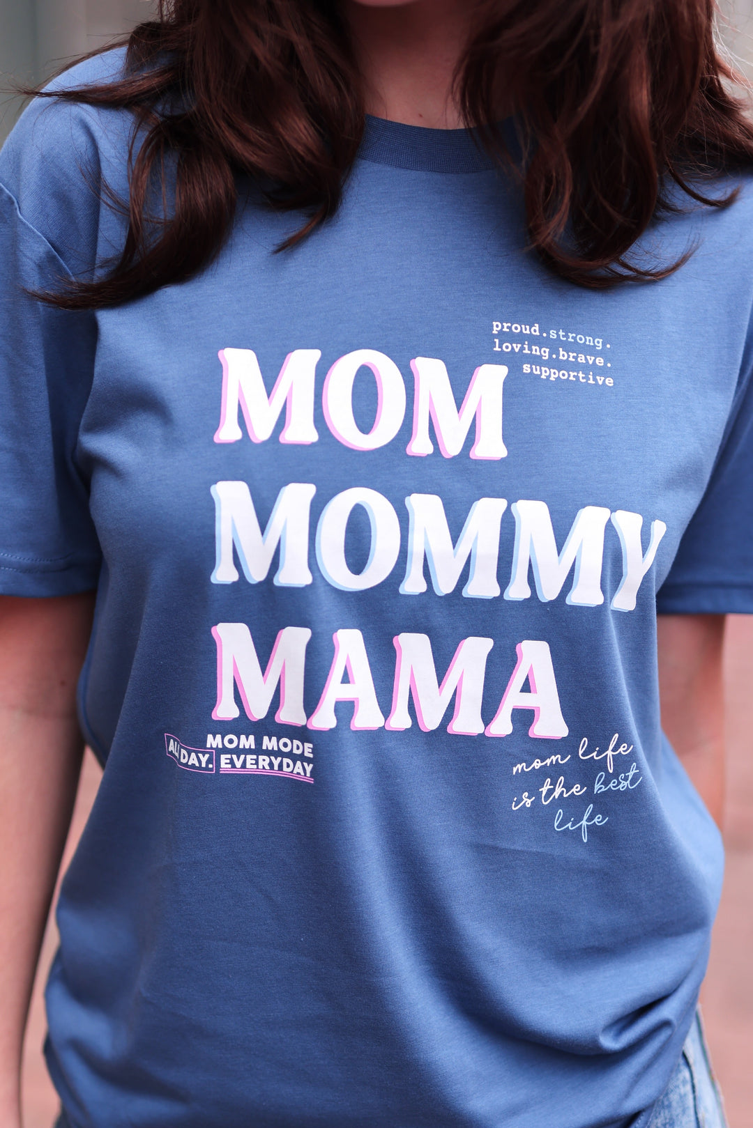 Mom, Mommy, Mama (Indigo) - Short Sleeve/Crew