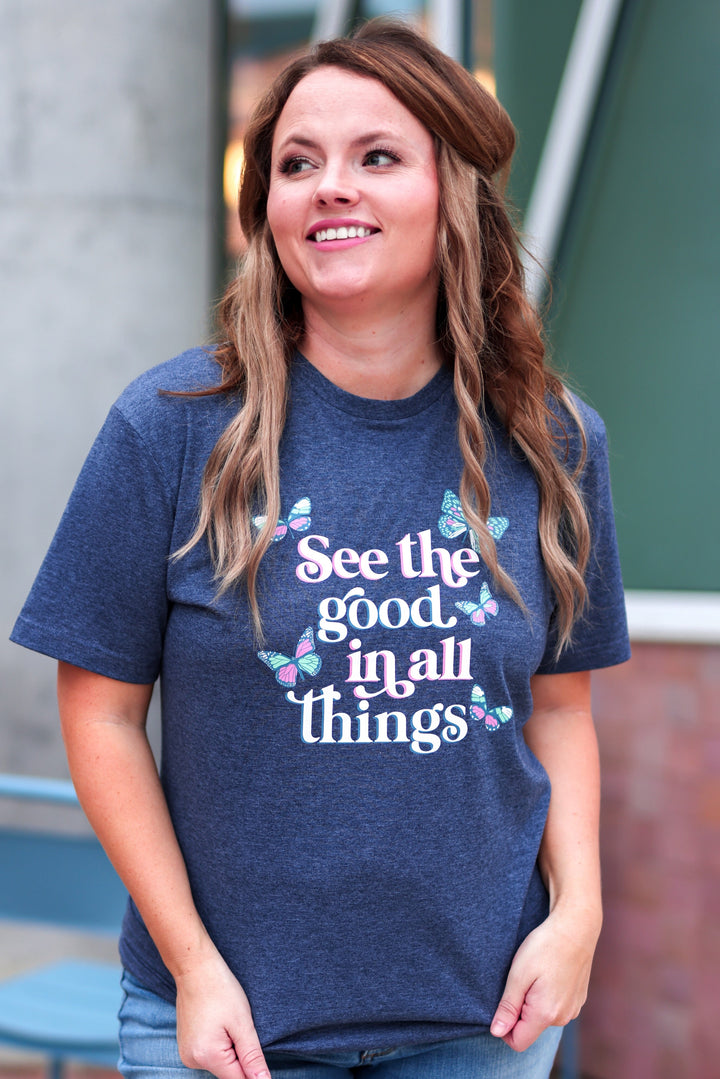 See The Good (Heather Navy) - Short Sleeve/Crew