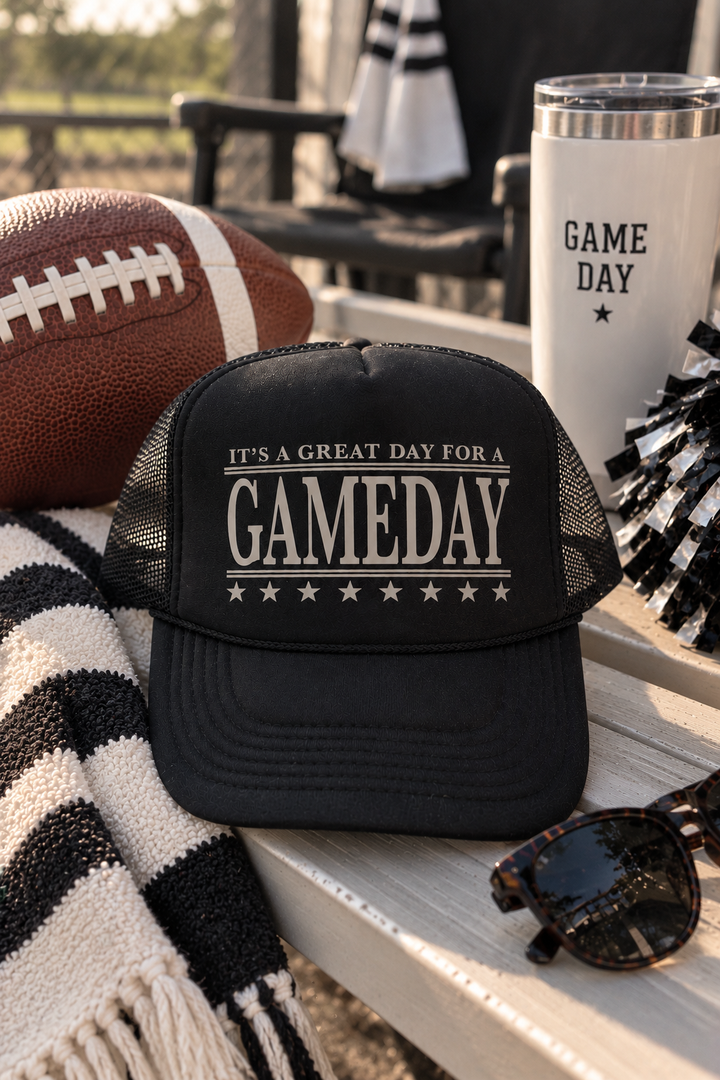 Great Day For A Gameday Trucker Hat(Black)