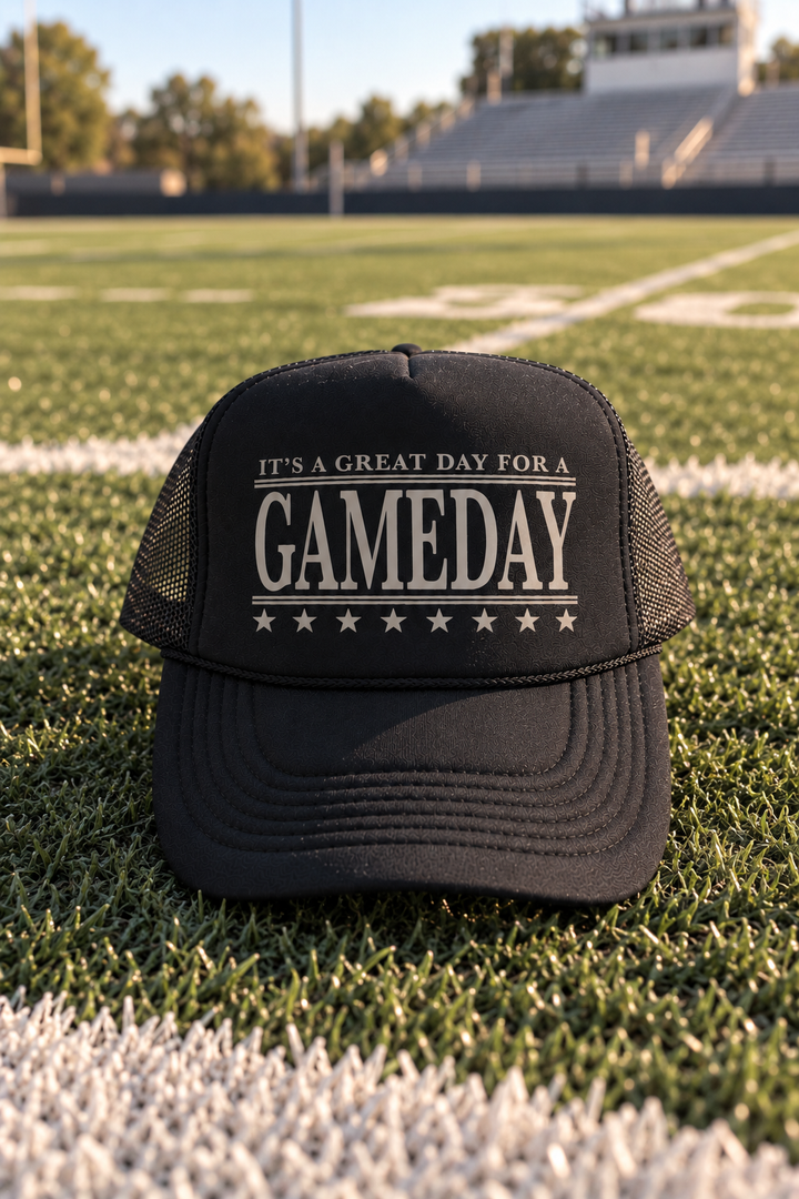 Great Day For A Gameday Trucker Hat(Black)