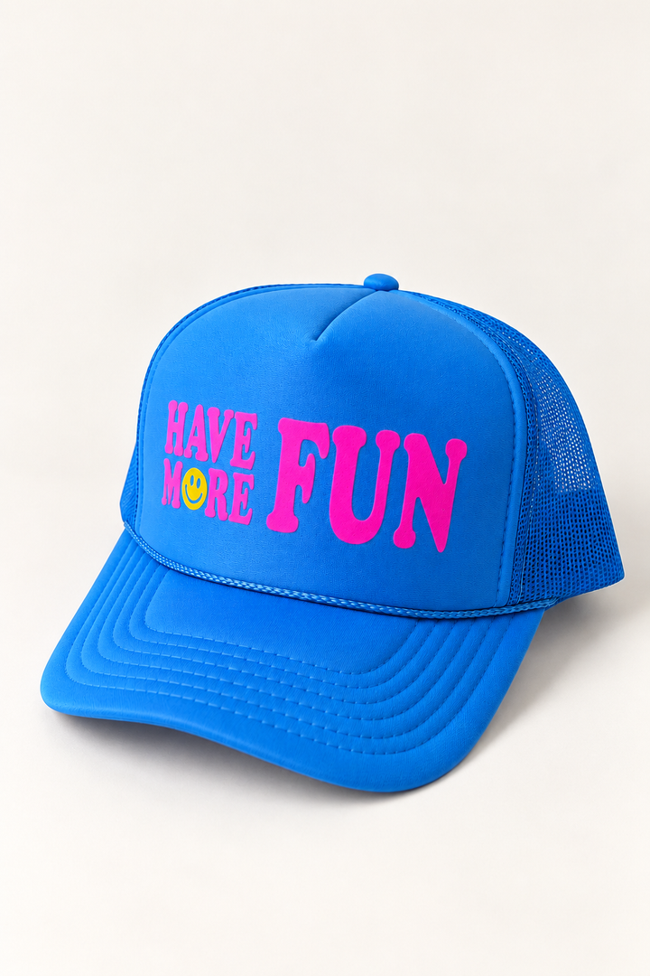 Have More Fun Trucker Hat (Cobalt + Pink)