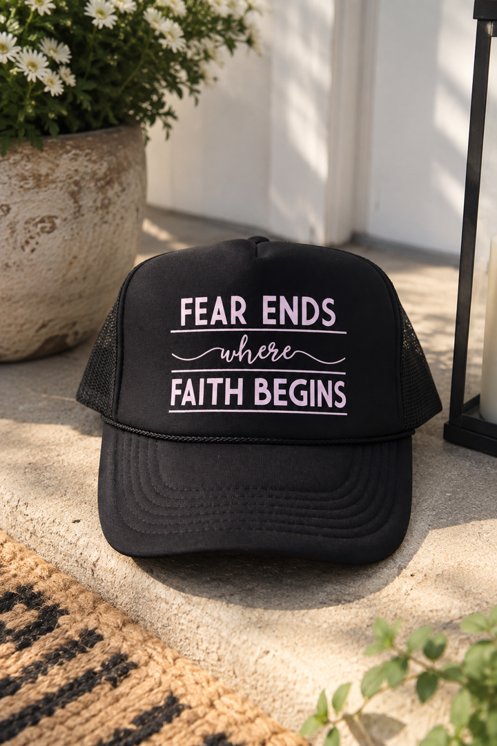 Faith Ends Where Faith Begins Trucker Hat (Black)