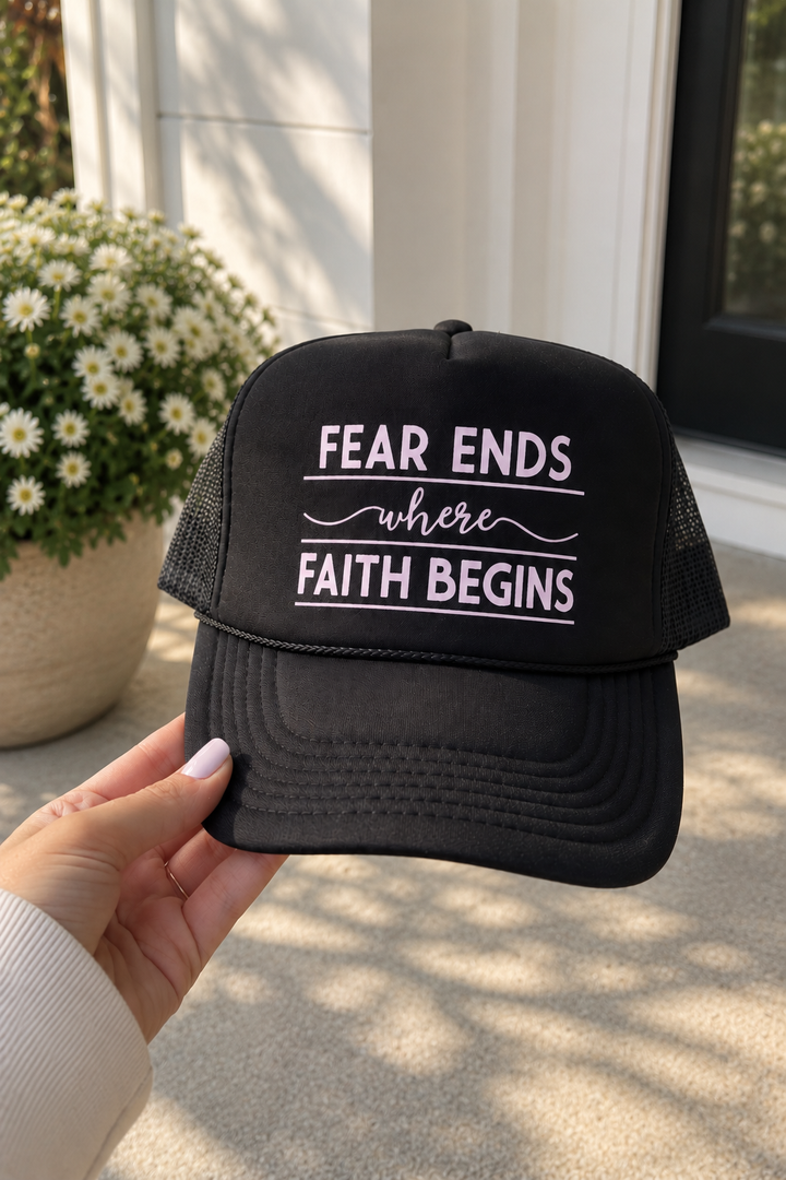 Faith Ends Where Faith Begins Trucker Hat (Black)