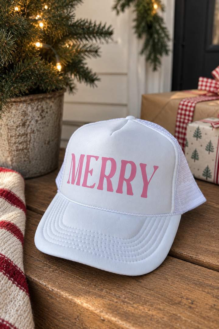 Merry Trucker Hat (White)