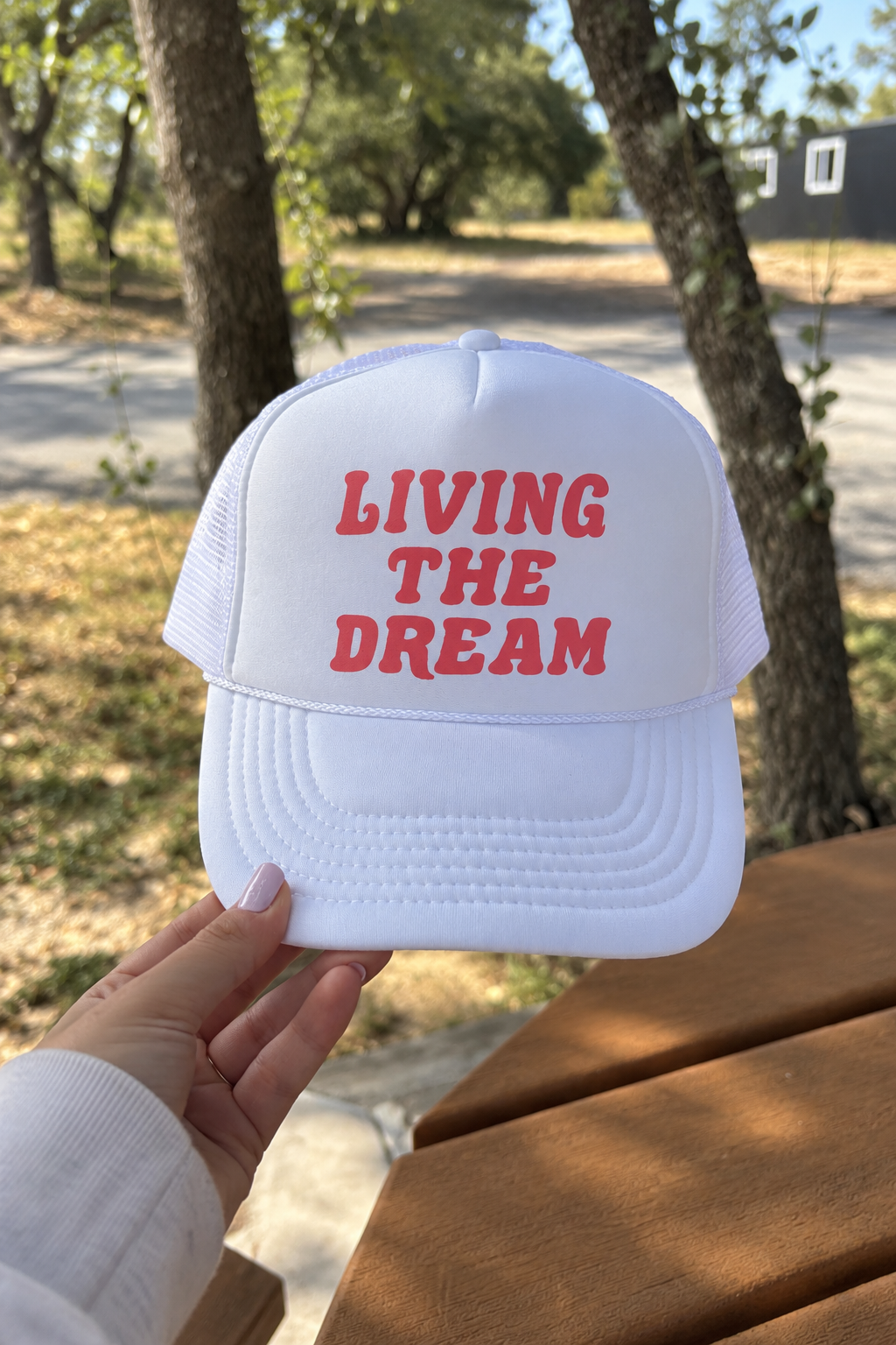 Living The Dream Trucker Hat (White)