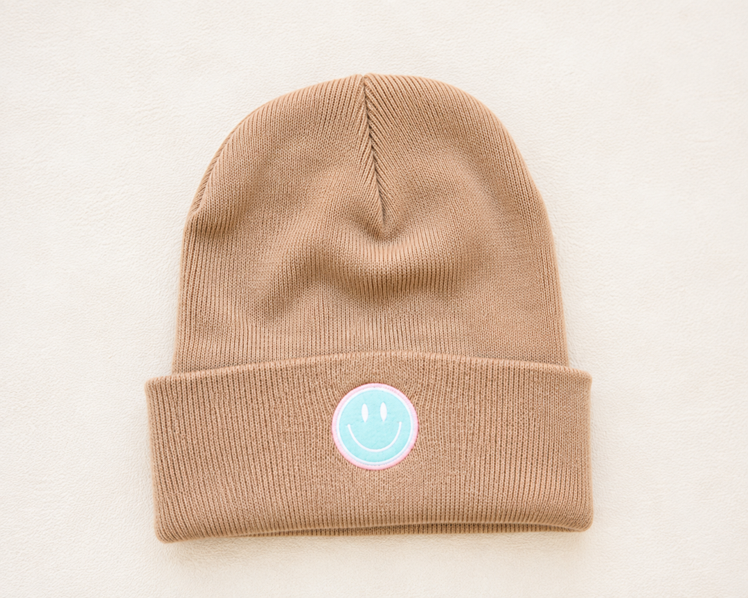 Beanie (Tan) - Happy