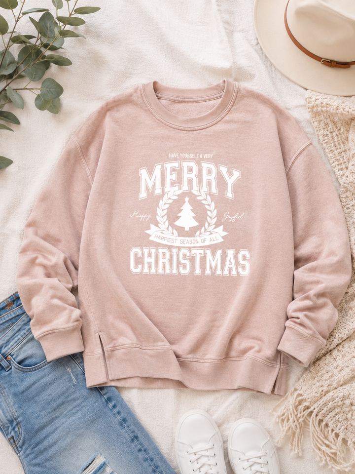 Merry Christmas 🎄 (Latte) - Burnout Sweatshirt