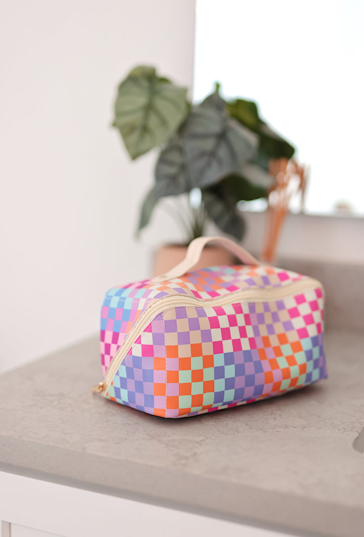 Hold All Cosmetic Bag - Happy Checker WITHOUT Customization (Multi Color)