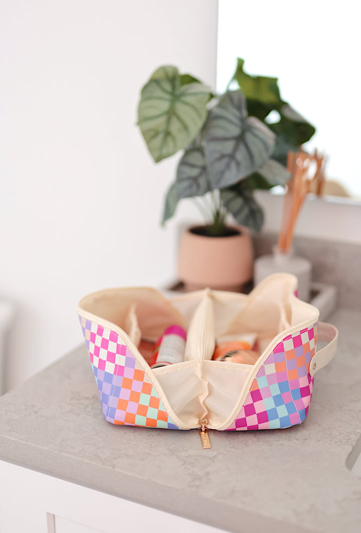 Hold All Cosmetic Bag - Happy Checker WITHOUT Customization (Multi Color)