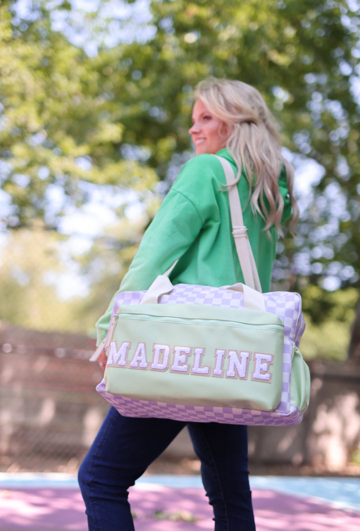 Custom Duffle Bag - Daydream Checkered (Lime/Lilac/Cream)