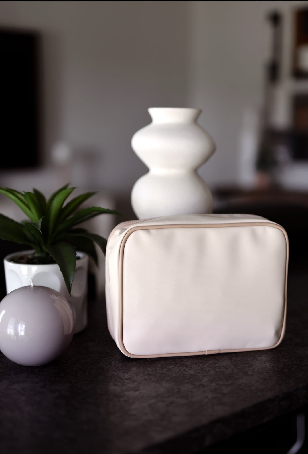 Bride (Cream/Tan) Oversized Cosmetic Bag