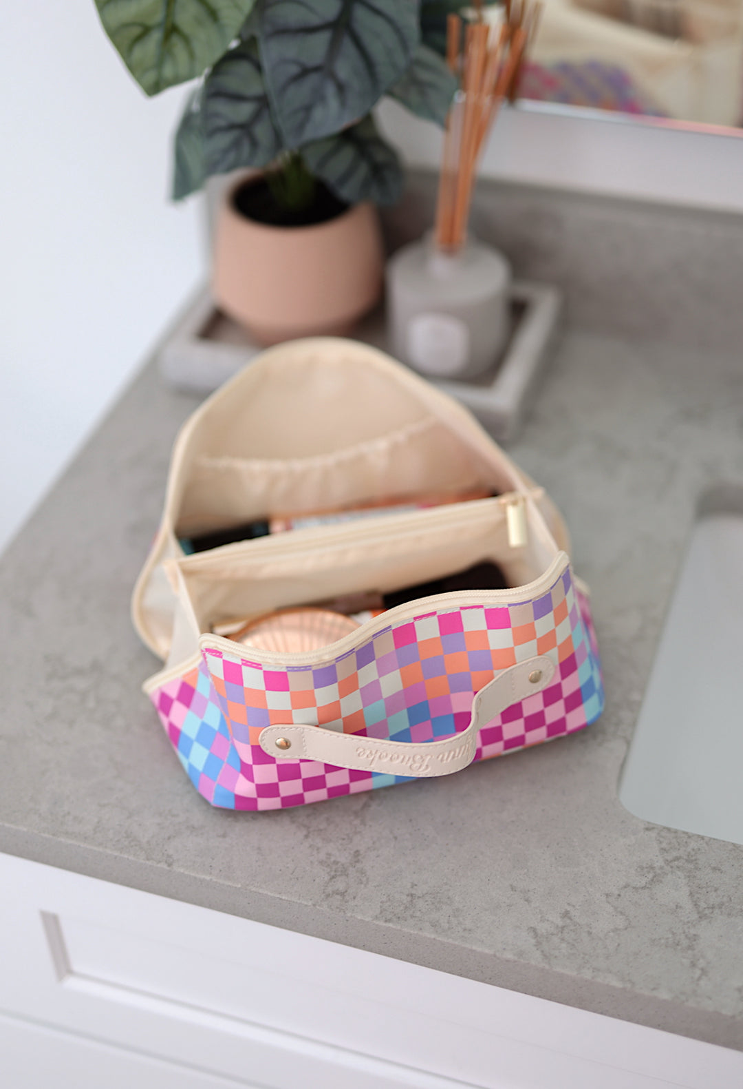 Hold All Cosmetic Bag - Happy Checker WITHOUT Customization (Multi Color)