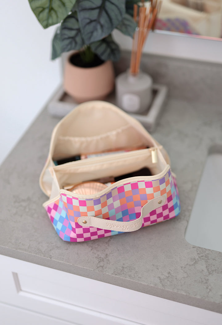 Hold All Cosmetic Bag - Happy Checker WITHOUT Customization (Multi Color)