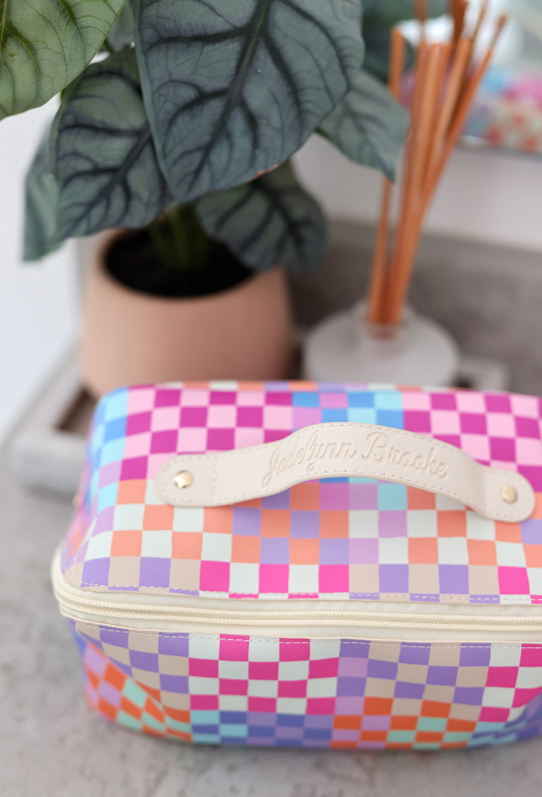 Hold All Cosmetic Bag - Happy Checker WITHOUT Customization (Multi Color)