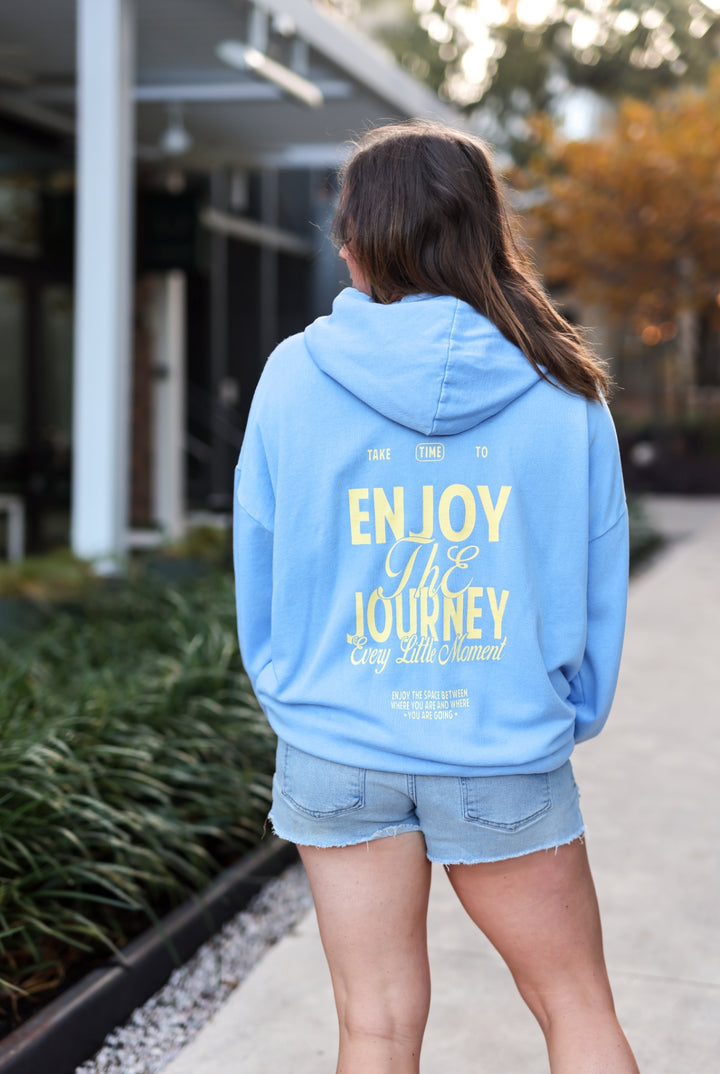 Enjoy The Journey (Periwinkle) - "My Go To" Oversized Acid Washed Hoodie