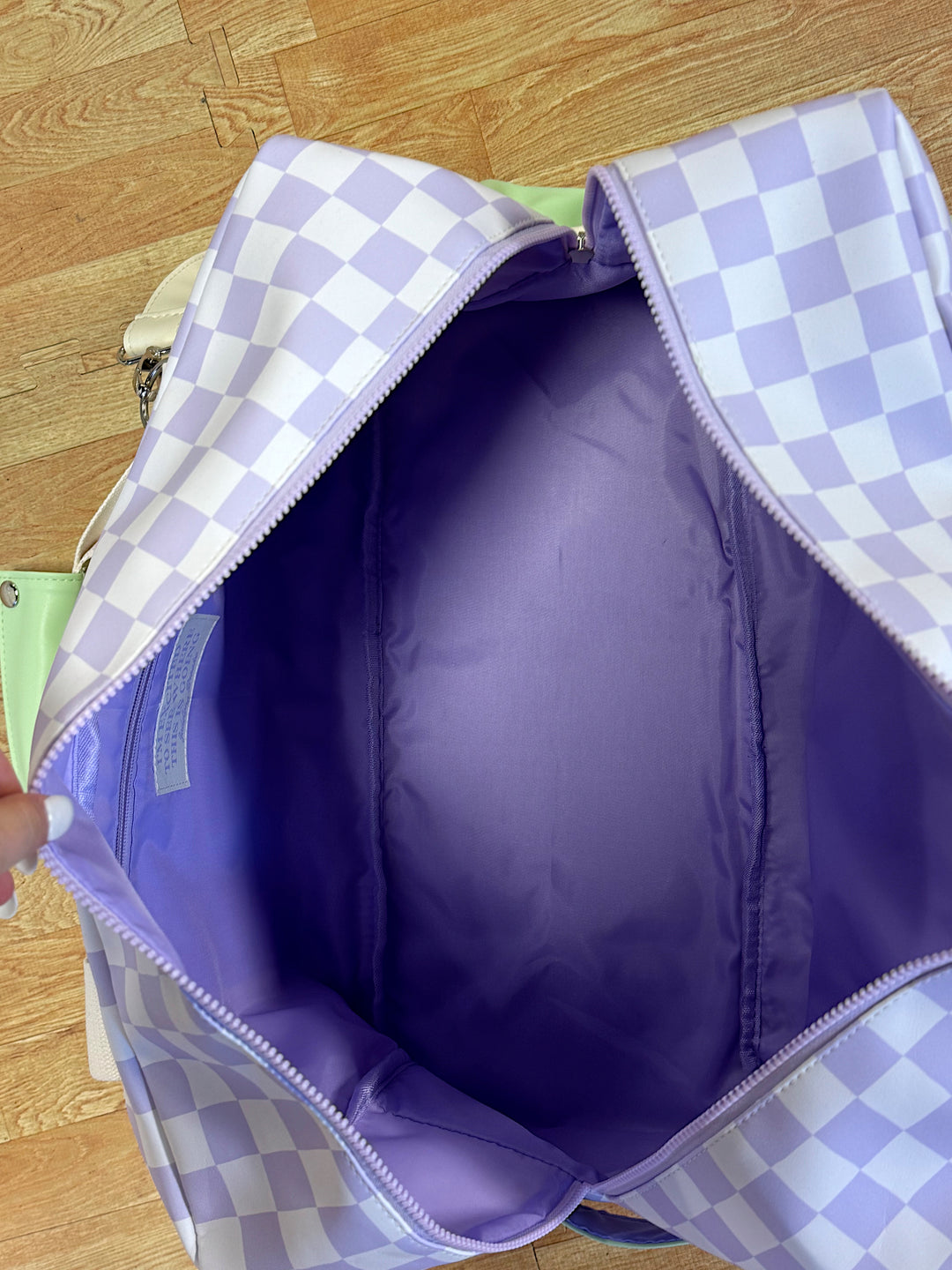 Custom Duffle Bag - Daydream Checkered (Lime/Lilac/Cream)