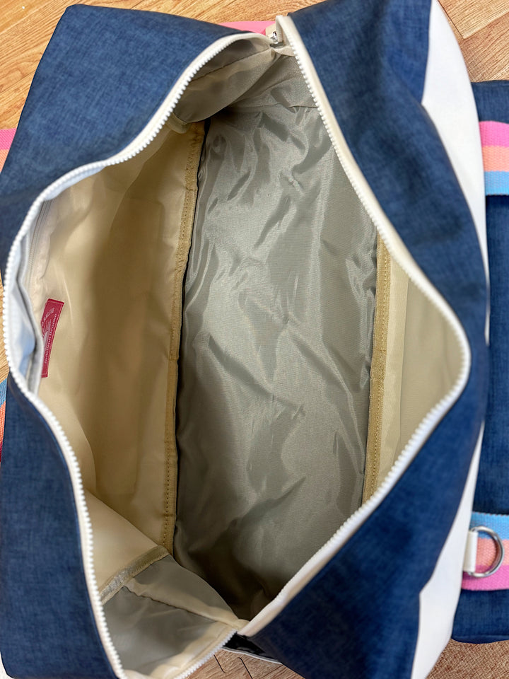 Duffle Bag - Denim Print WITHOUT customization (Denim Print/Cream/Mint)