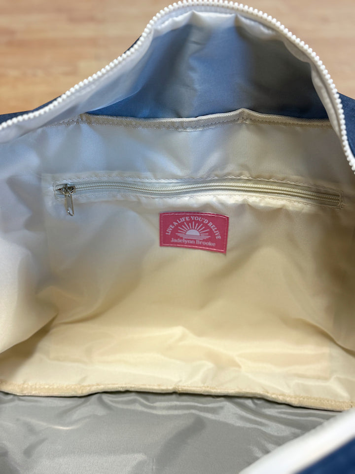 Duffle Bag - Denim Print WITHOUT customization (Denim Print/Cream/Mint)