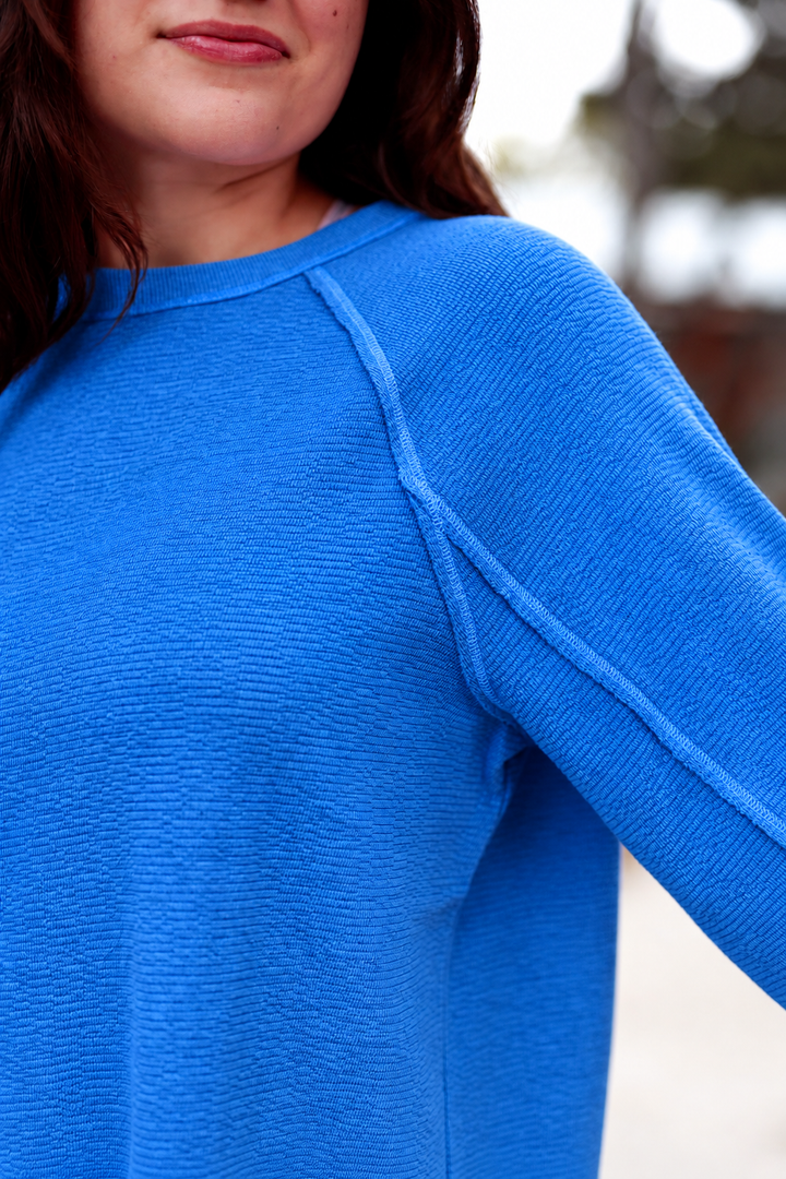 In The Moment French Terry Pullover - Cobalt