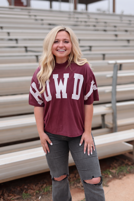 HOWDY - Home Team Mineral Wash Tee - (Maroon) S/S