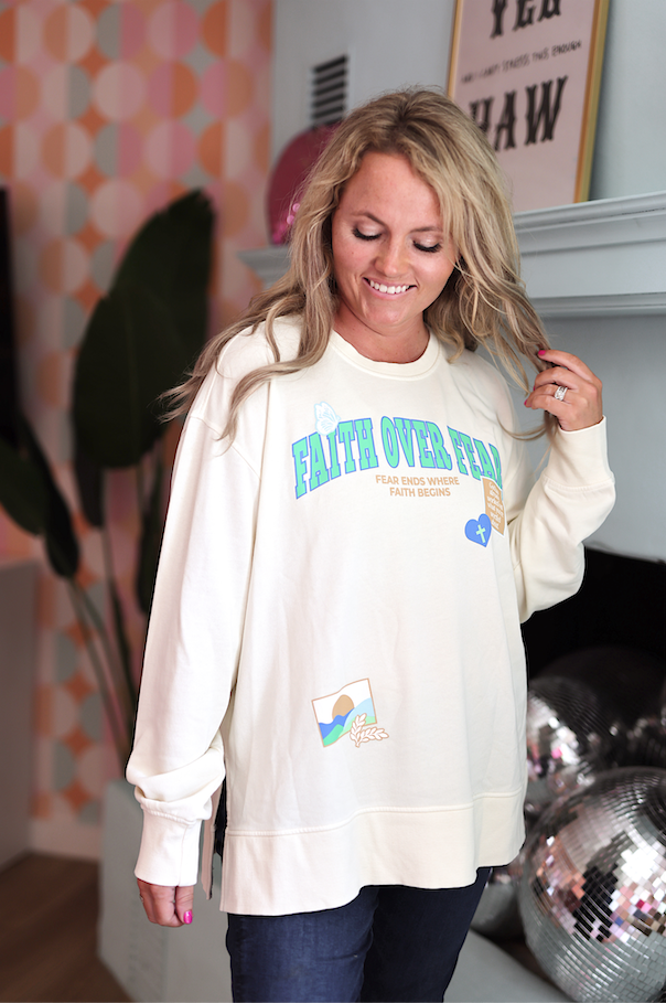 Faith Over Fear (Cream) - Mineral Wash Pullover