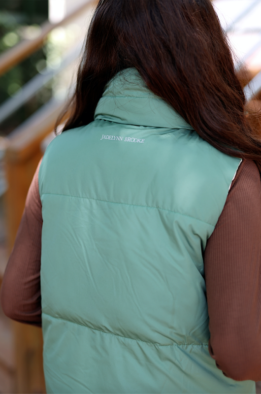 Reversible Puffer Vest - (Olive/Cream)