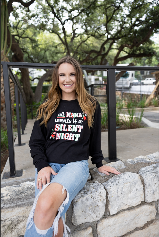 K&C - Mama Silent Night (Black) - Long Sleeve / Crew