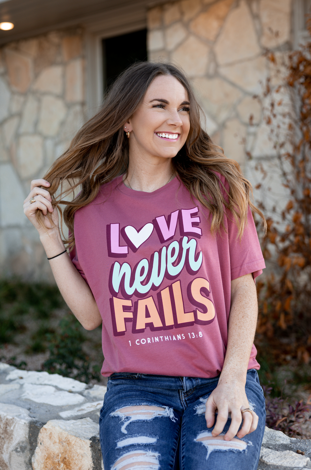 Love Never Fails (Mauve) - Short Sleeve / Crew