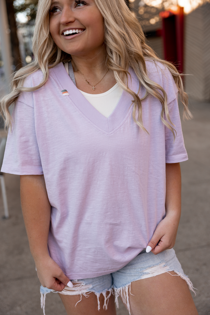 Boyfriend V-Neck - Short Sleeve (LILAC)