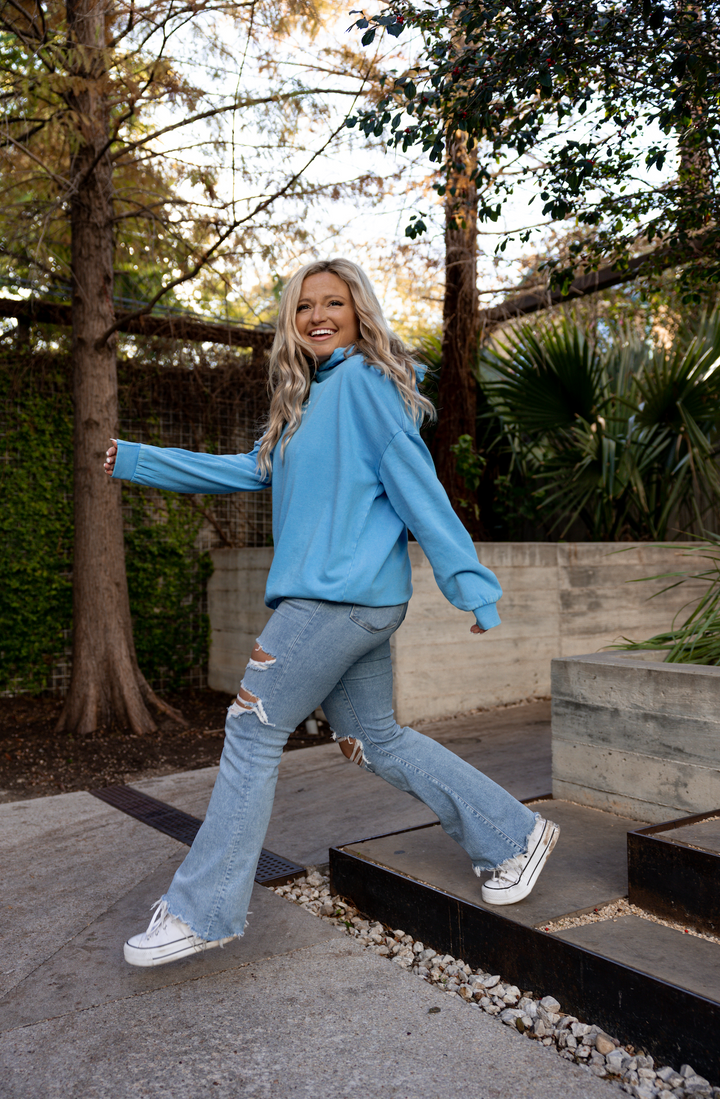 Enjoy The Little Things (Seaside Blue Acid Wash) - "My Go To" Oversized Sweatshirt / Hoodie