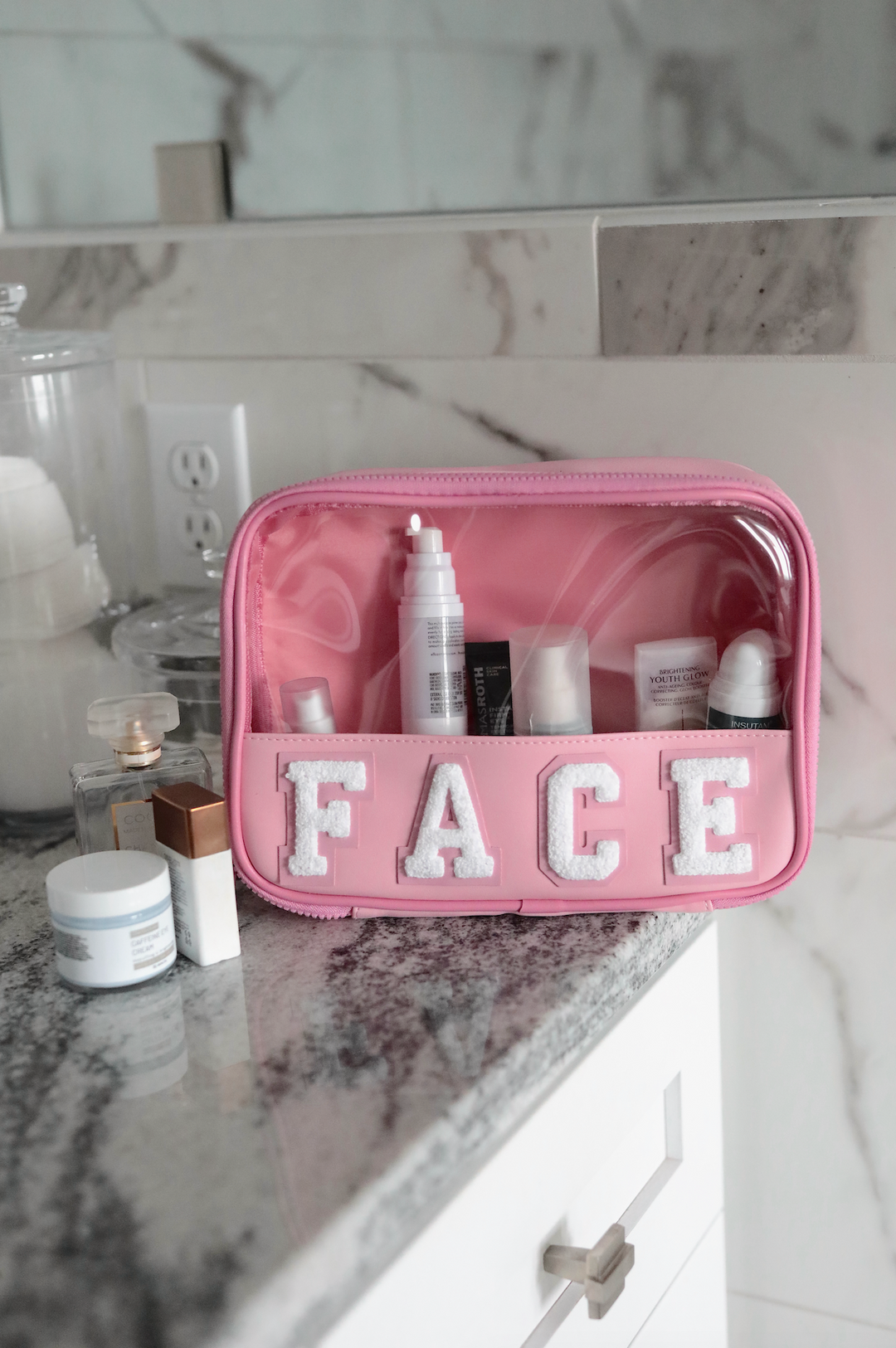 CUSTOM Oversized Cosmetic Bag - (Pink / Clear)