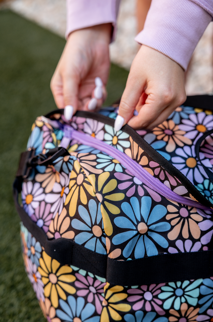 Canvas Duffle Bag - Modern Floral (Black Daisy)