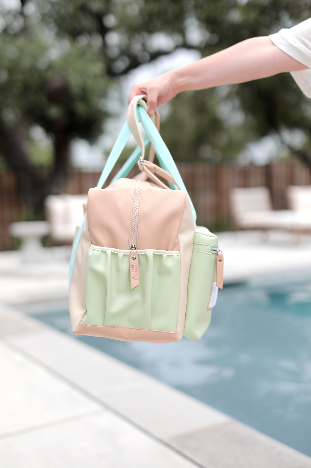 Custom Duffle Bag - DIXIE Color Block (Lime/Blue/Cream/Tan)