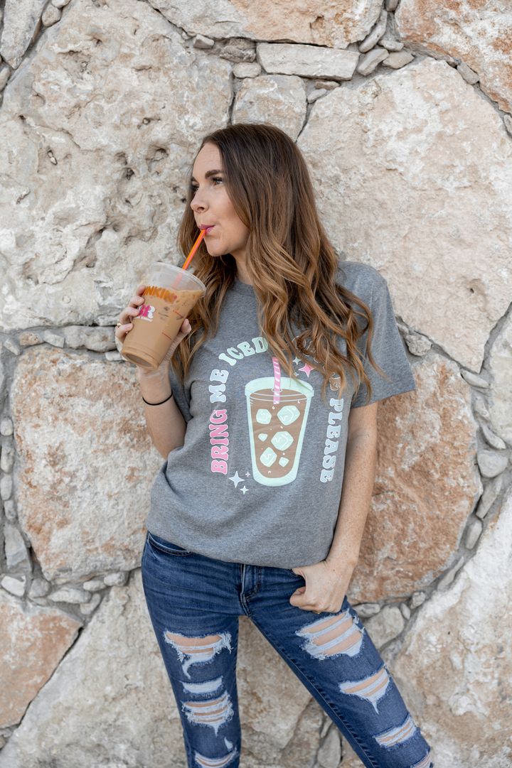 K&C - Bring Me Iced Coffee (Graphite Heather) - Short Sleeve / Crew