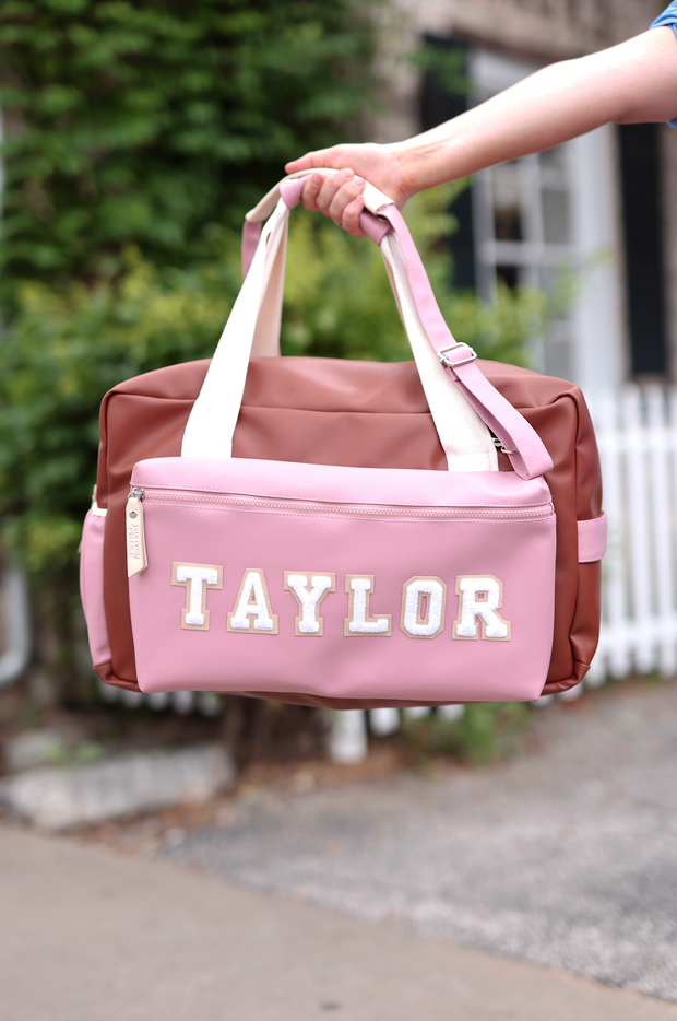 Custom Duffle Bag - AUSTIN Color Block (Rust/Pink/Cream)