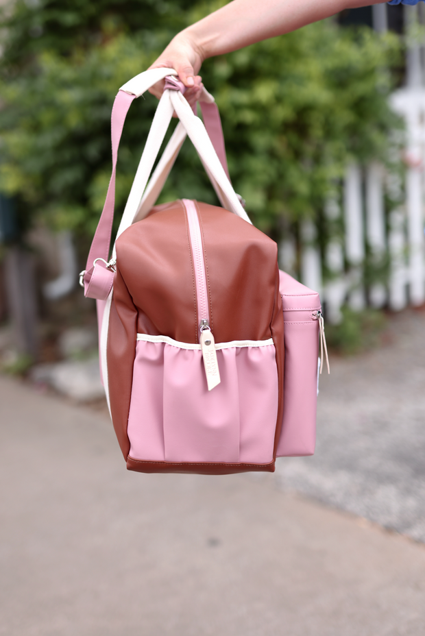 Custom Duffle Bag - AUSTIN Color Block (Rust/Pink/Cream)