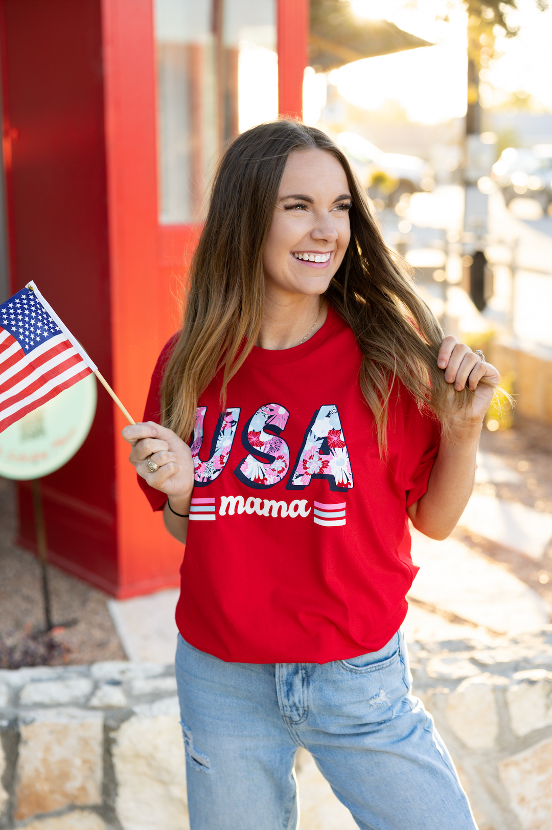 USA Mama (red) - Short Sleeve / Crew