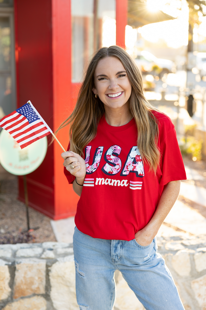 USA Mama (red) - Short Sleeve / Crew