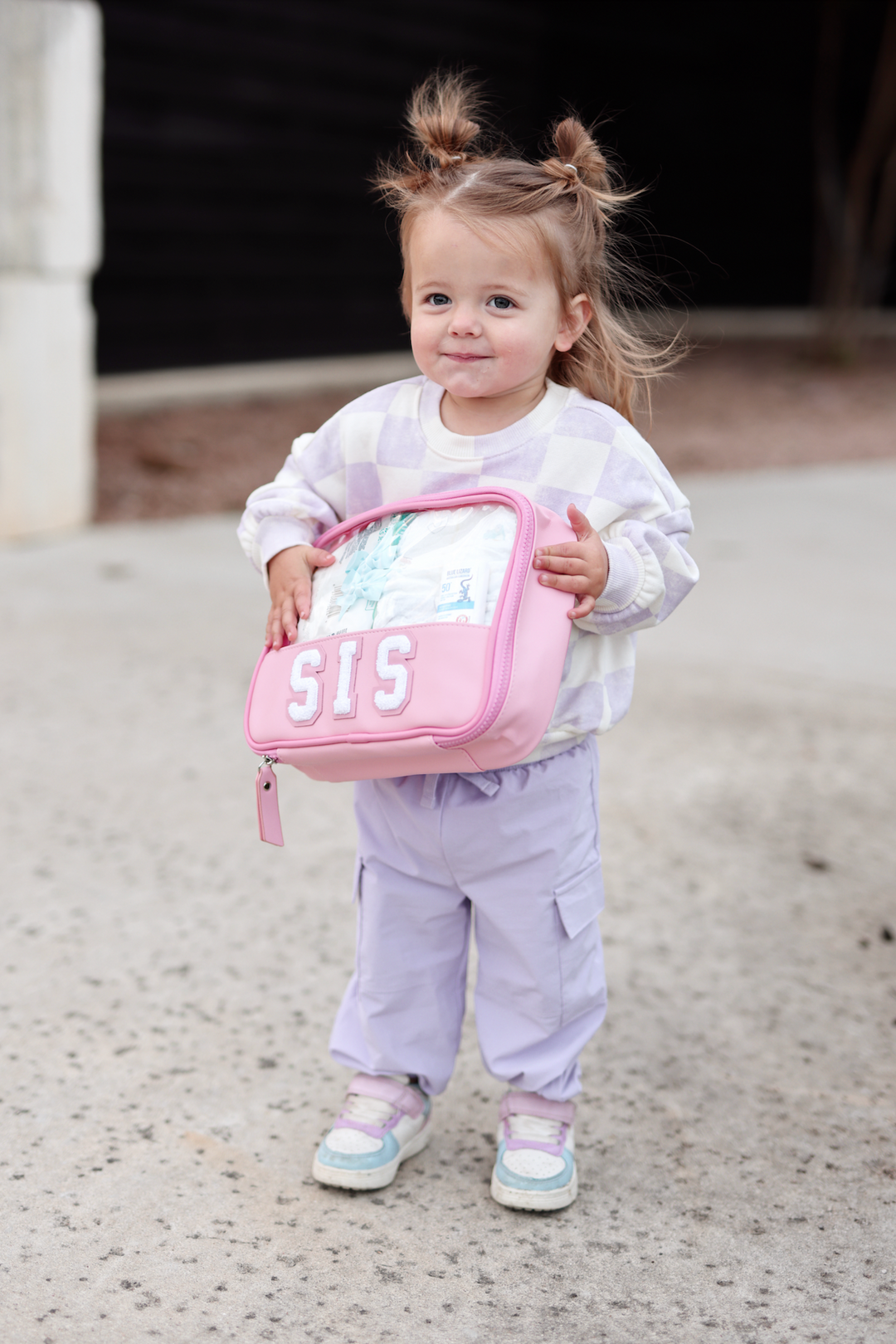 SIS (Pink) Oversized Cosmetic Bag