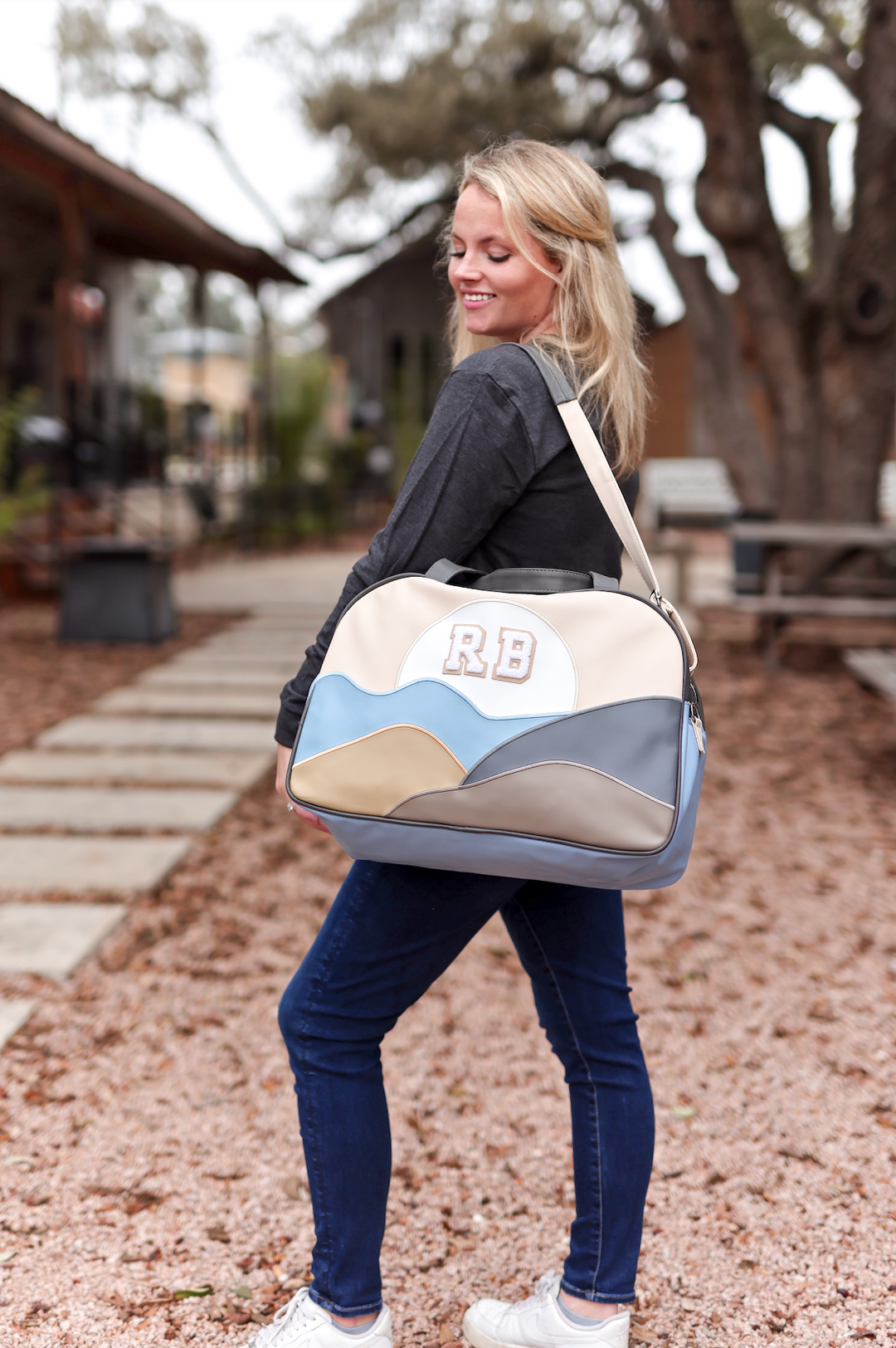 Custom Duffle Bag -Tahoe Sunset (Grey/Blue/Cream)