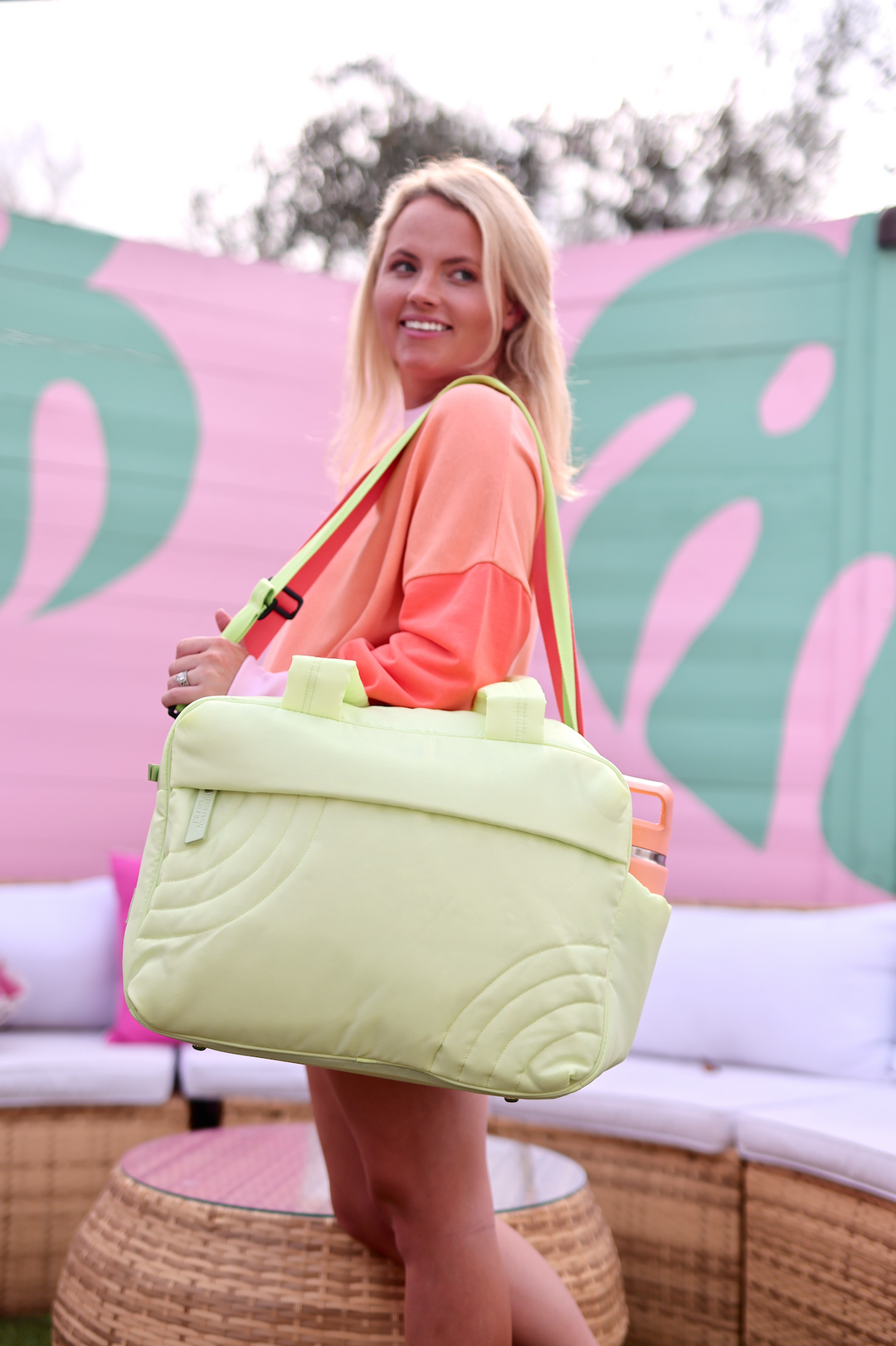 Modern Puffer Quilted Duffle -(Lime)