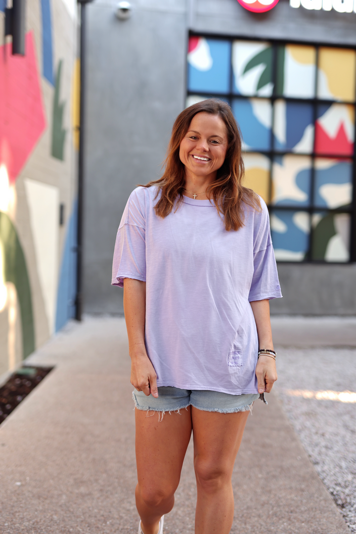 Not So Basic Mineral Wash Tee - Kindness Always Wins (Lilac)