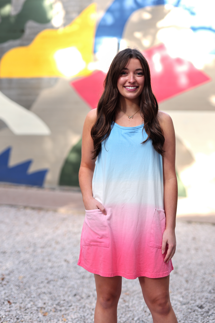 On The Go Shorts Dress - Party In The USA (Blue/White/Red)