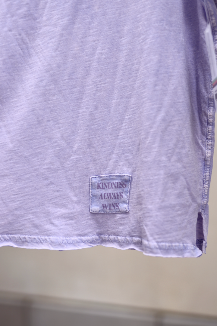 Not So Basic Mineral Wash Tee - Kindness Always Wins (Lilac)