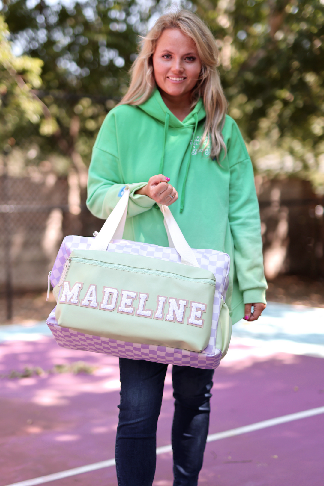 Custom Duffle Bag - Daydream Checkered (Lime/Lilac/Cream)