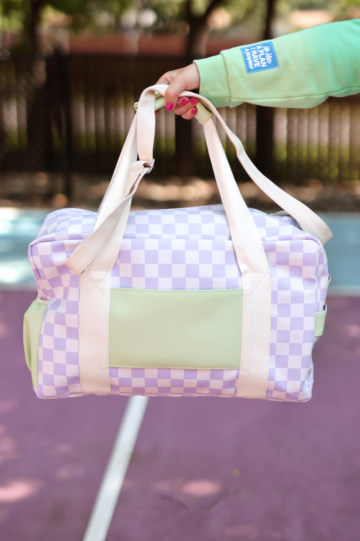 Custom Duffle Bag - Daydream Checkered (Lime/Lilac/Cream)